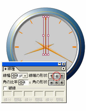 秒針を直線ツールで描く